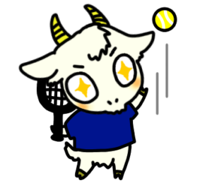 サーブうひょ～_テニスのゆるかわいいイラストフリー素材を無料配布中｜やぎやぎ拡散計画